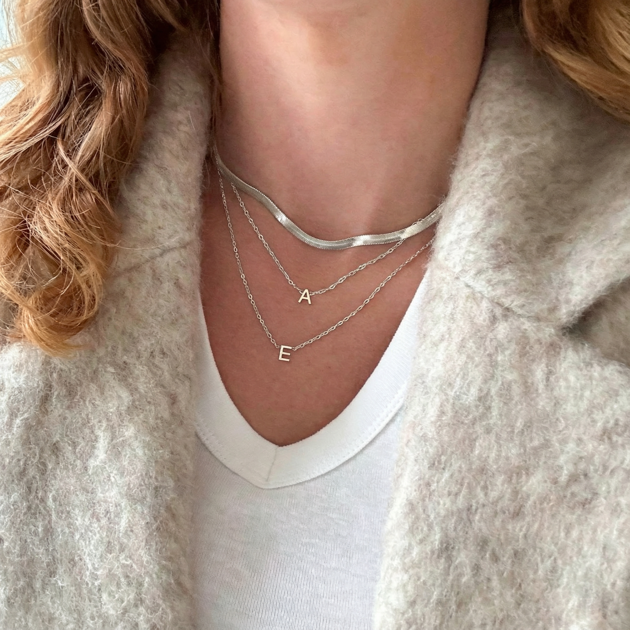 Bogstav Halskæde Sølvfarvet