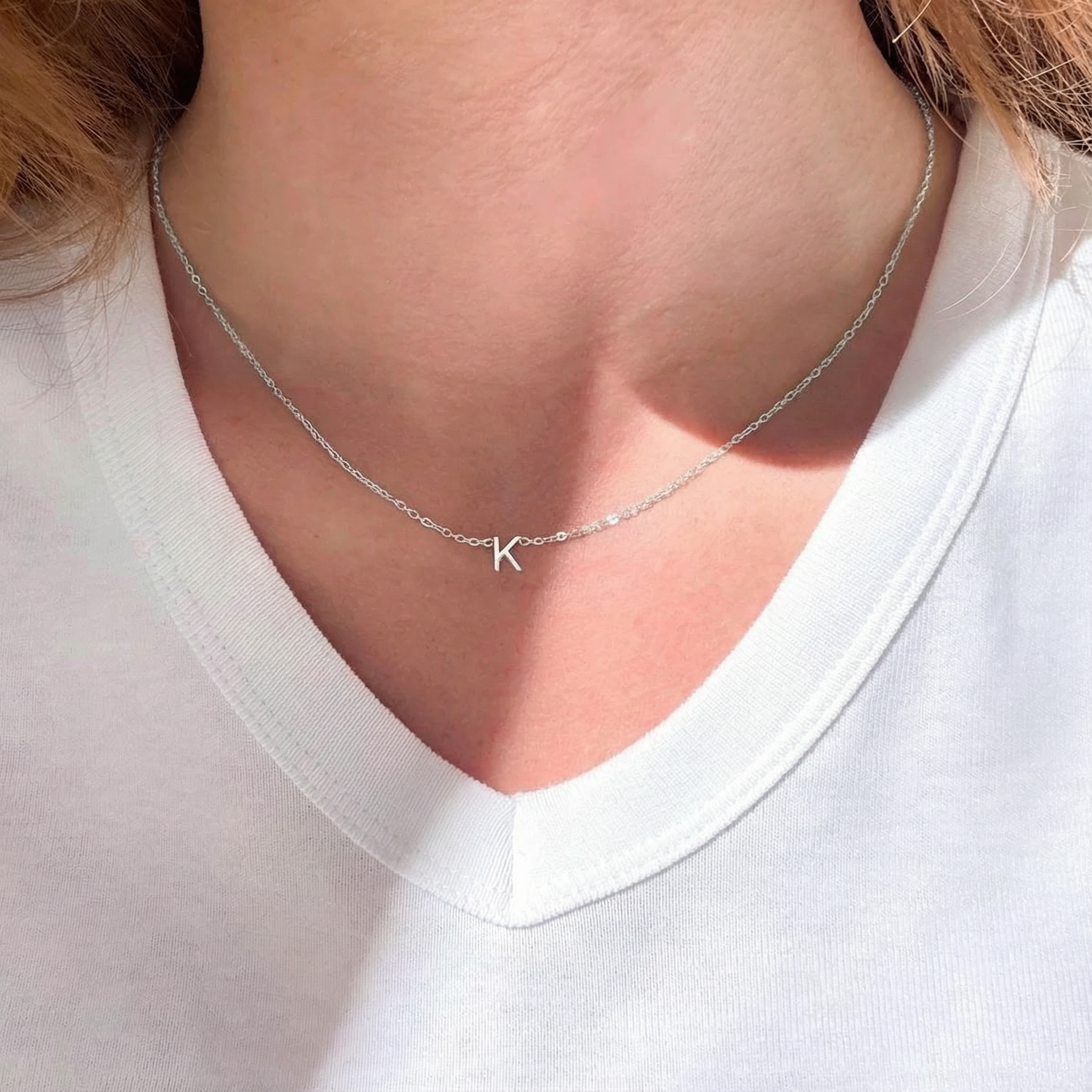 Bogstav Halskæde Sølvfarvet