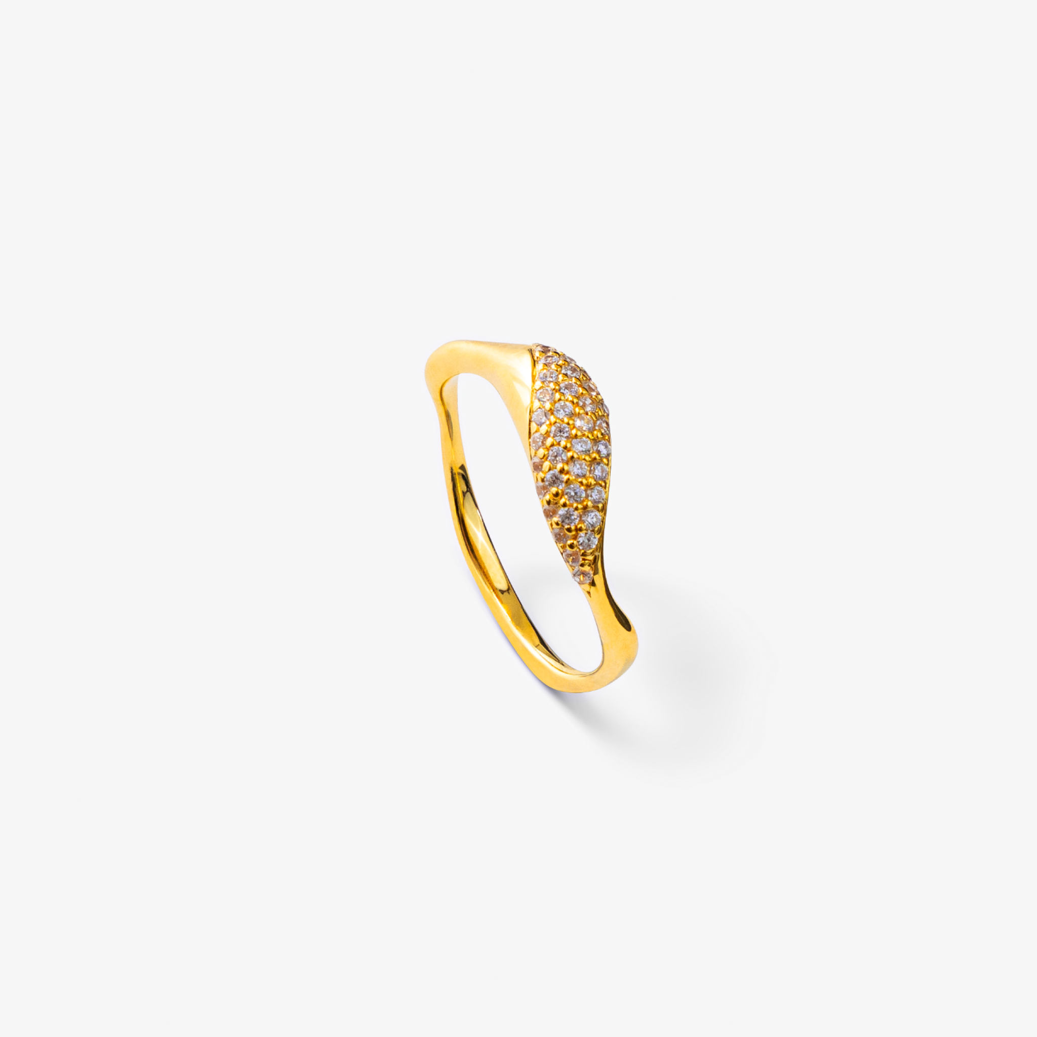 Wave Krystal Ring Guldbelagt