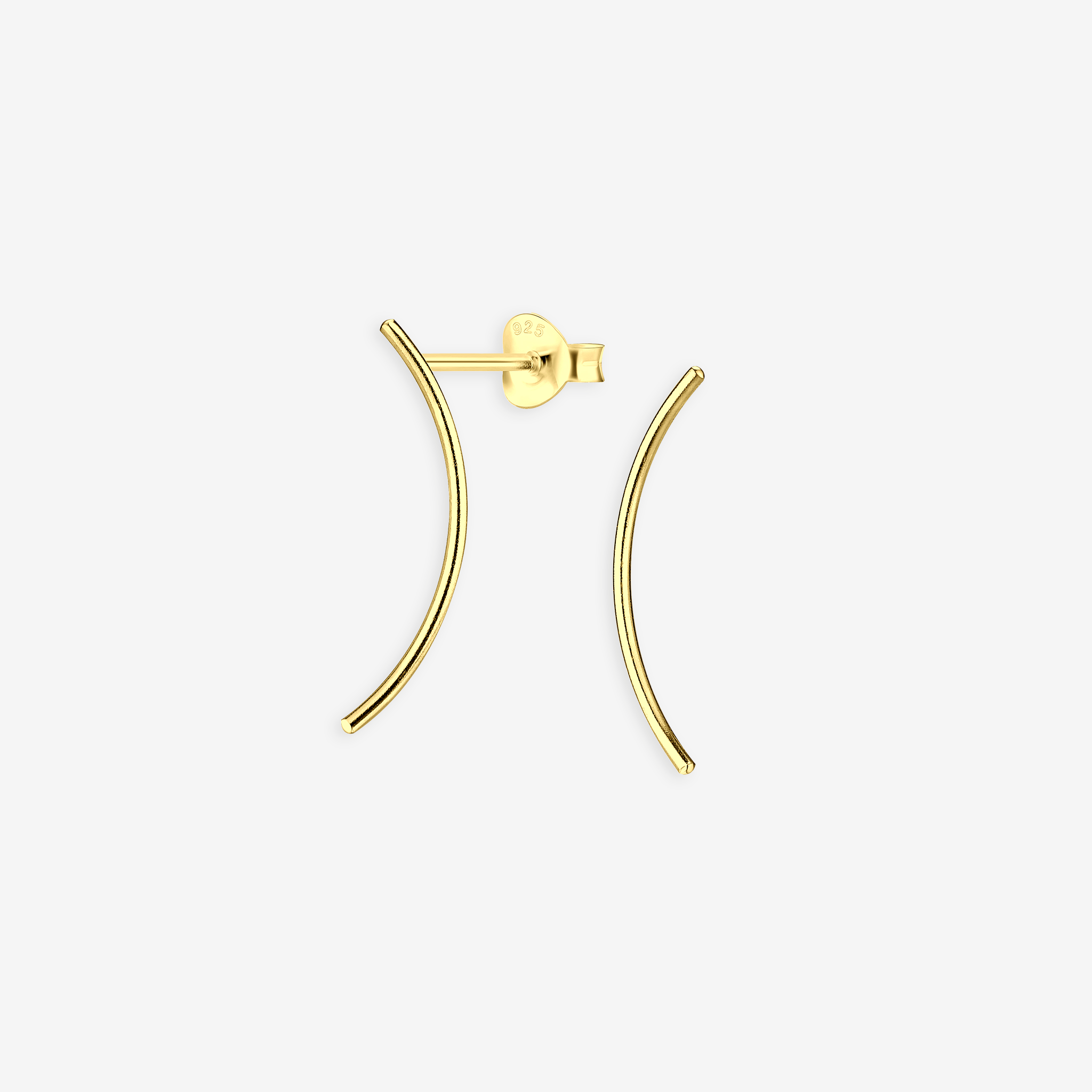 Curved Bar Stud Øreringe 14K Guldbelagt