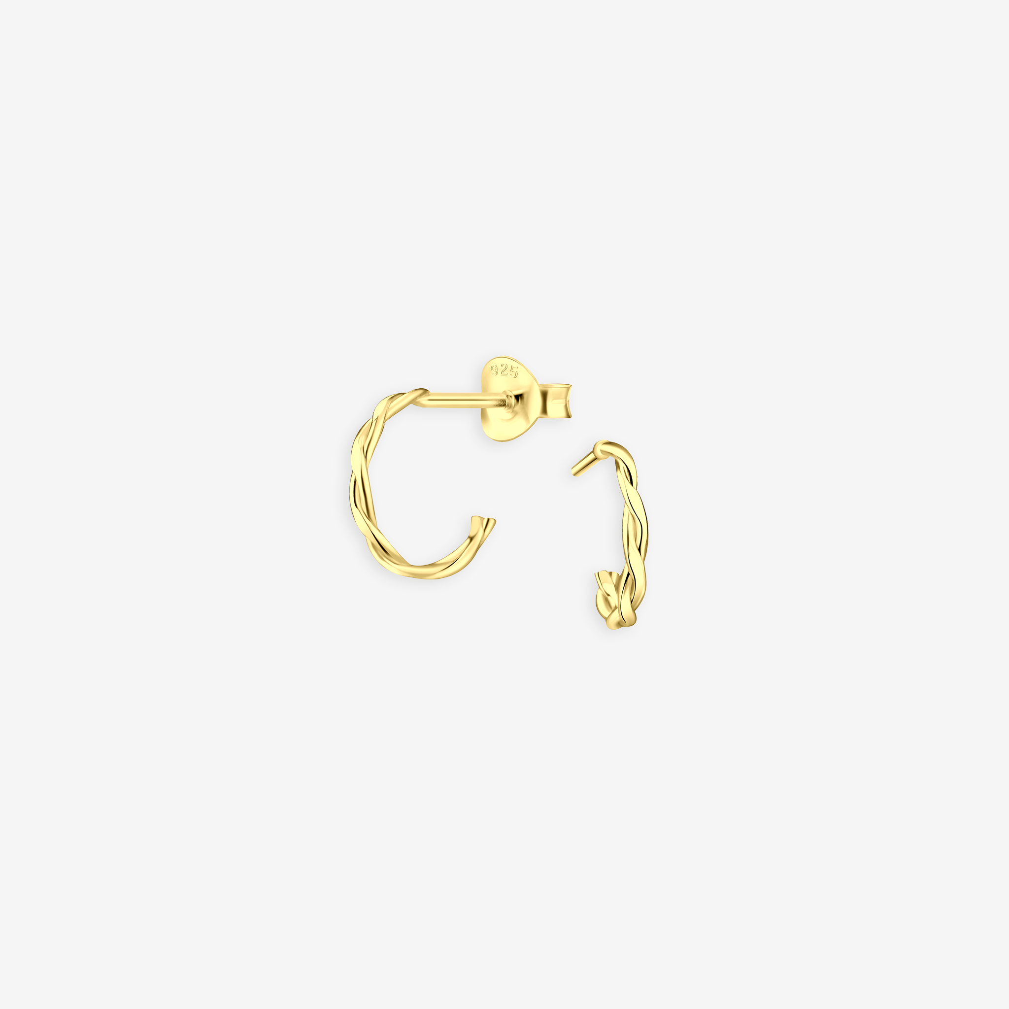 Twisted Half Hoop Stud Øreringe 14K