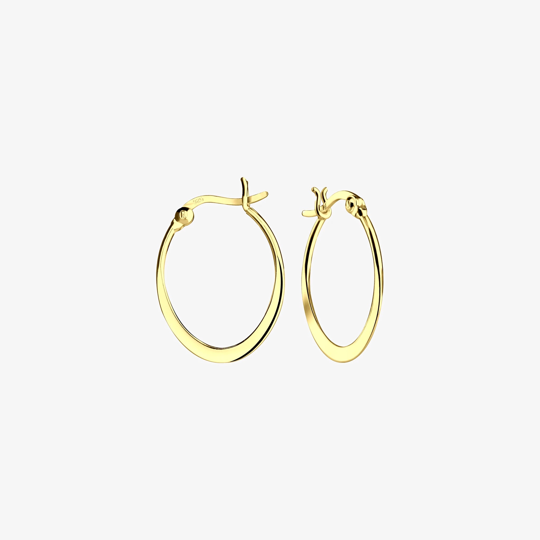 French Lock Flat Hoops 14K Guldbelagt