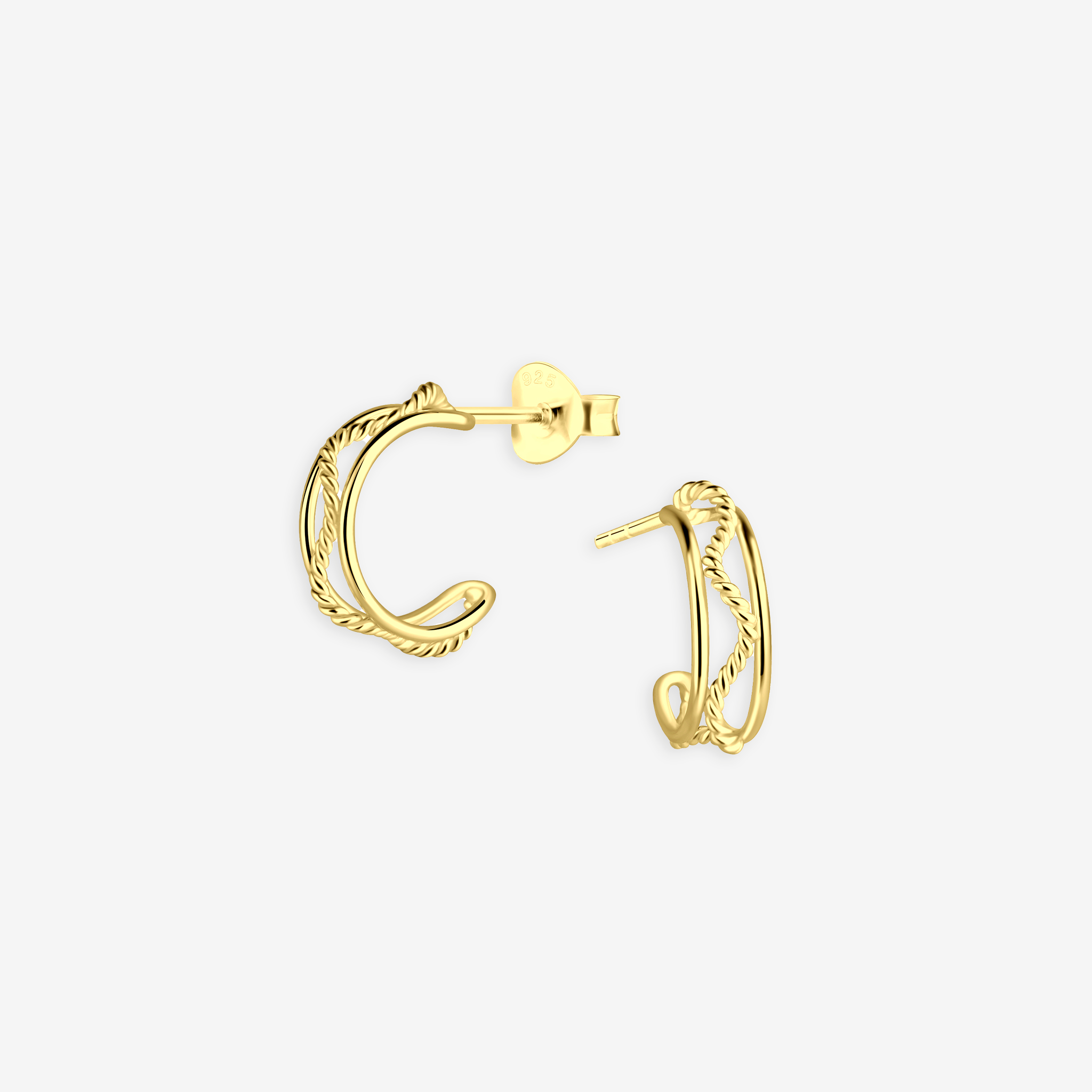 Twisted Hoop Stud Øreringe 14K Guldbelagt