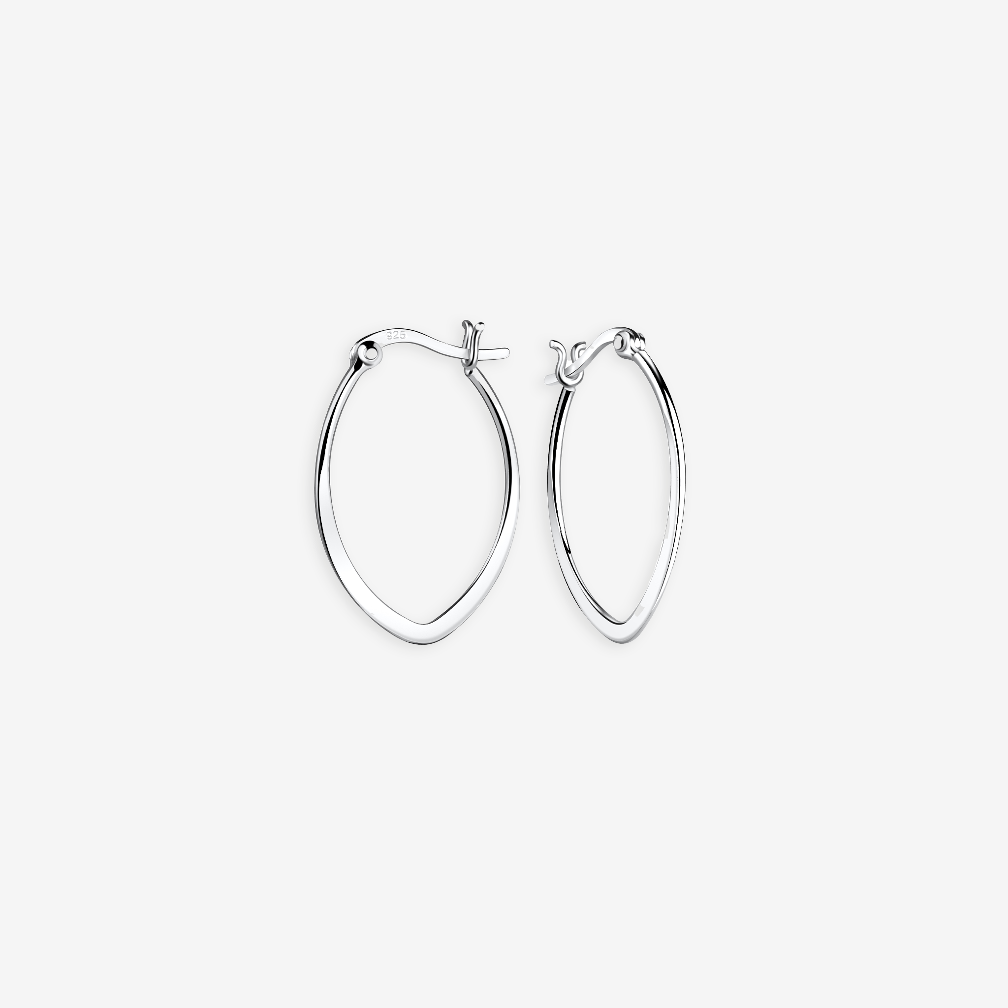 French Lock Flat Hoops Øreringe 925 Sølv