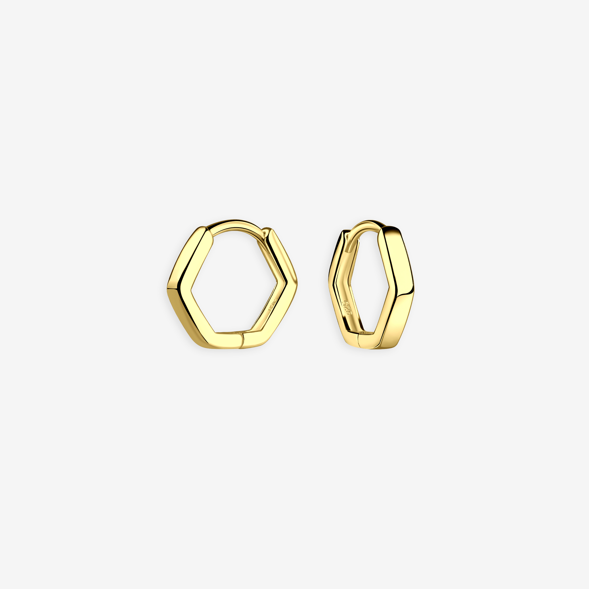 Hexagon Hoop Øreringe 14K Guldbelagt