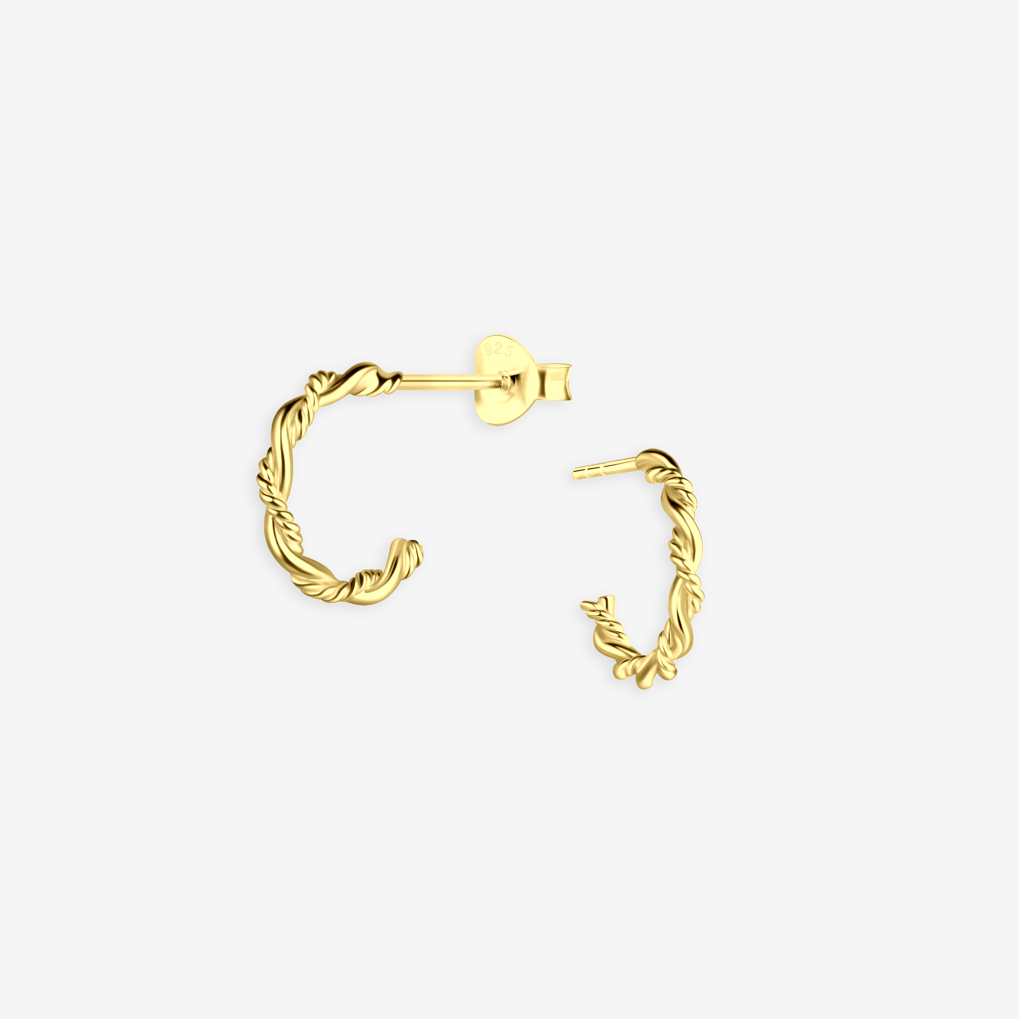 Twisted Rope Hoop Stud Øreringe 14K