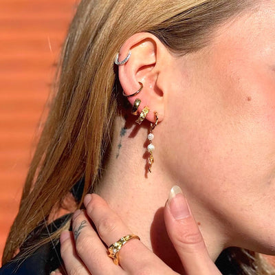 Dangle Perle Kædeørering 18K Guldbelagt