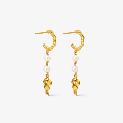 Dangle Perle Øreringe Guld