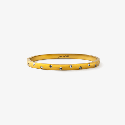 Flow Krystal Dot Armbånd Guldbelagt m. indgravering
