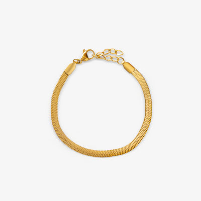 Flad slange armbånd guldbelagt