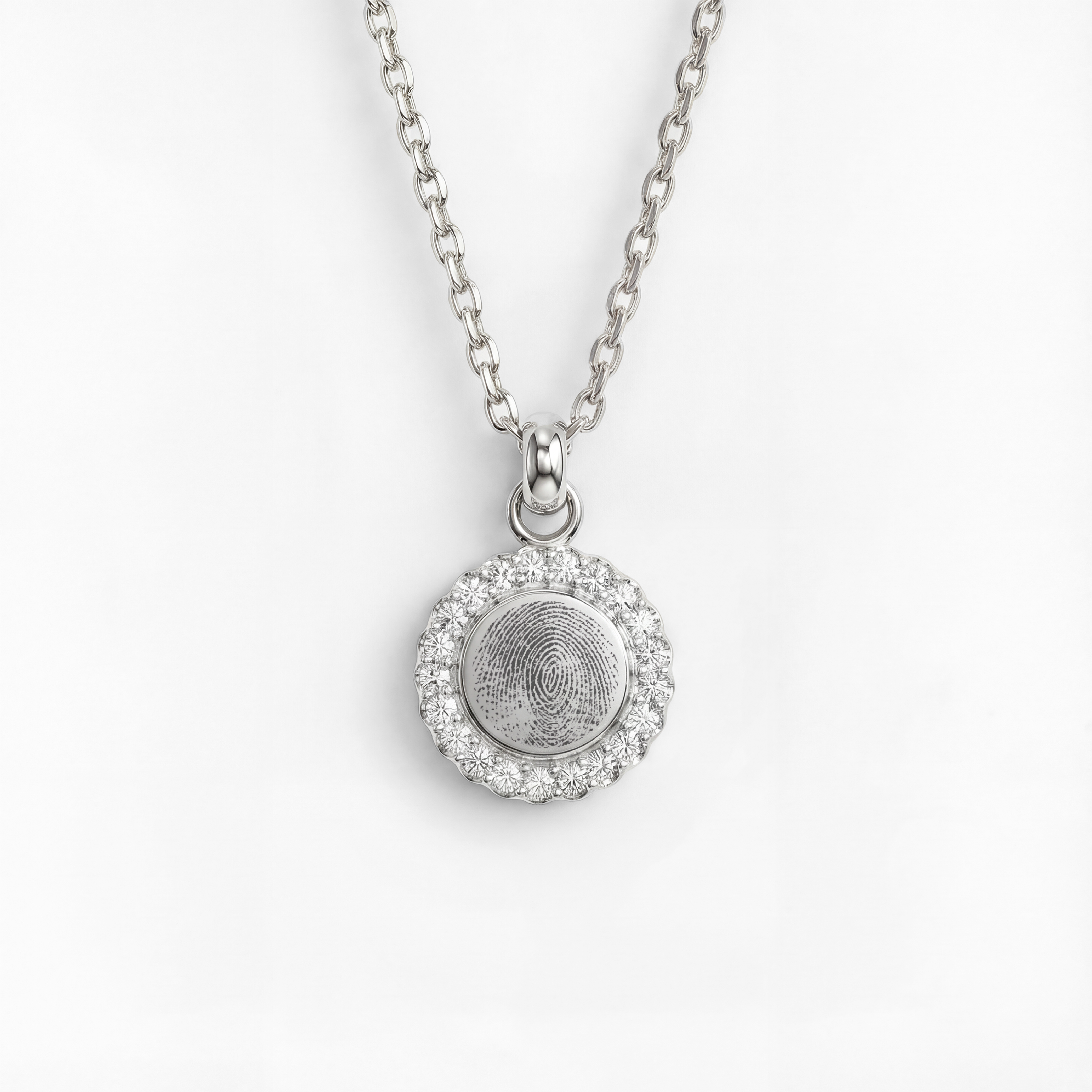 Krystal Halskæde med Fingeraftryk Sølvbelagt