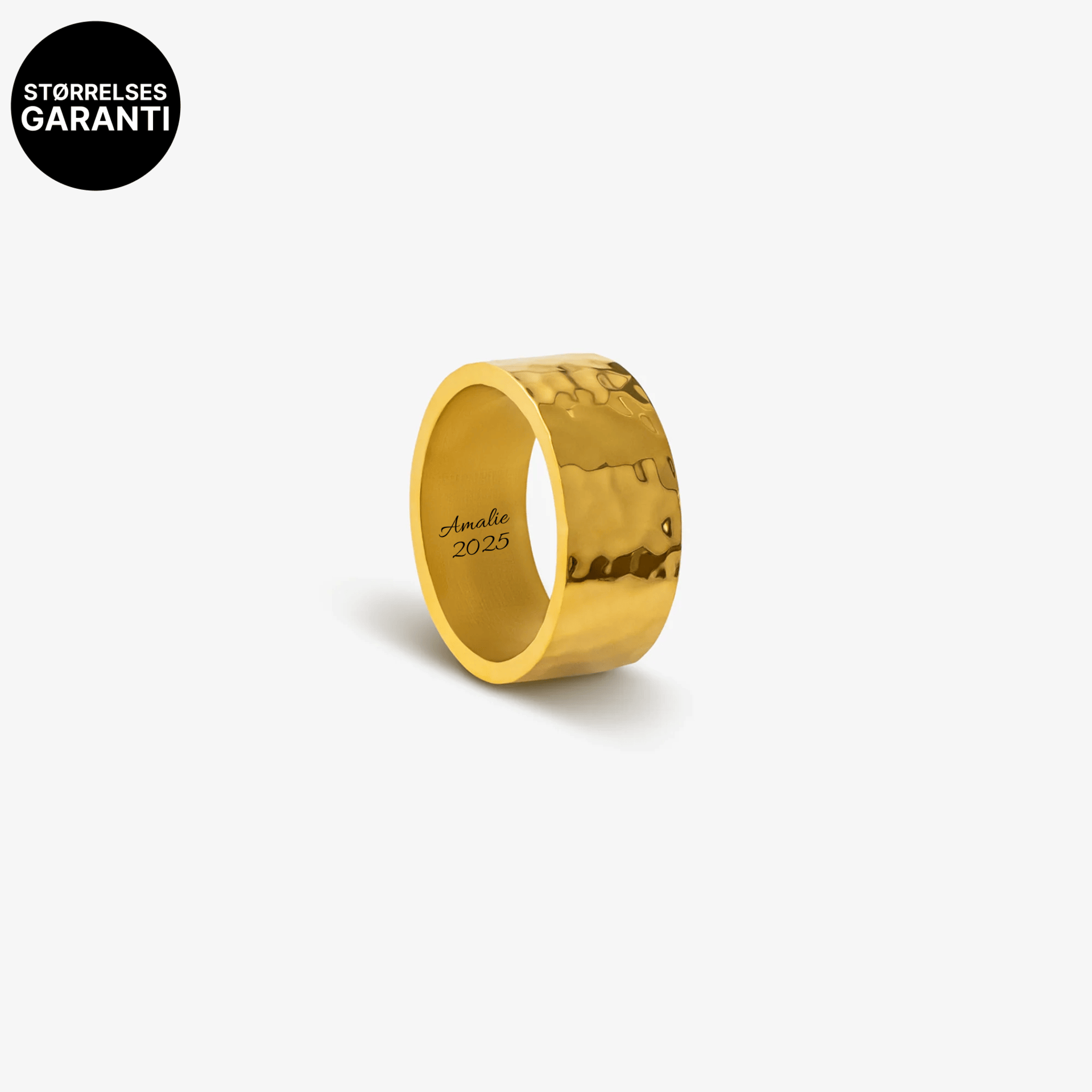 Hamret Chunky Ring Guldbelagt m. indgravering