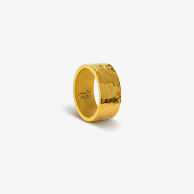 Hamret Chunky Ring Guldbelagt m. indgravering