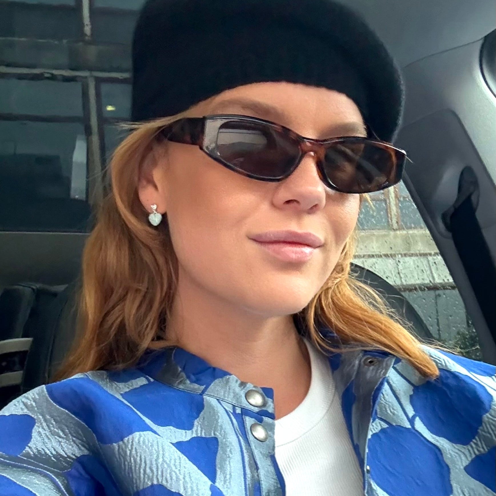 Blåt Hjerte Stud Sølvbelagt