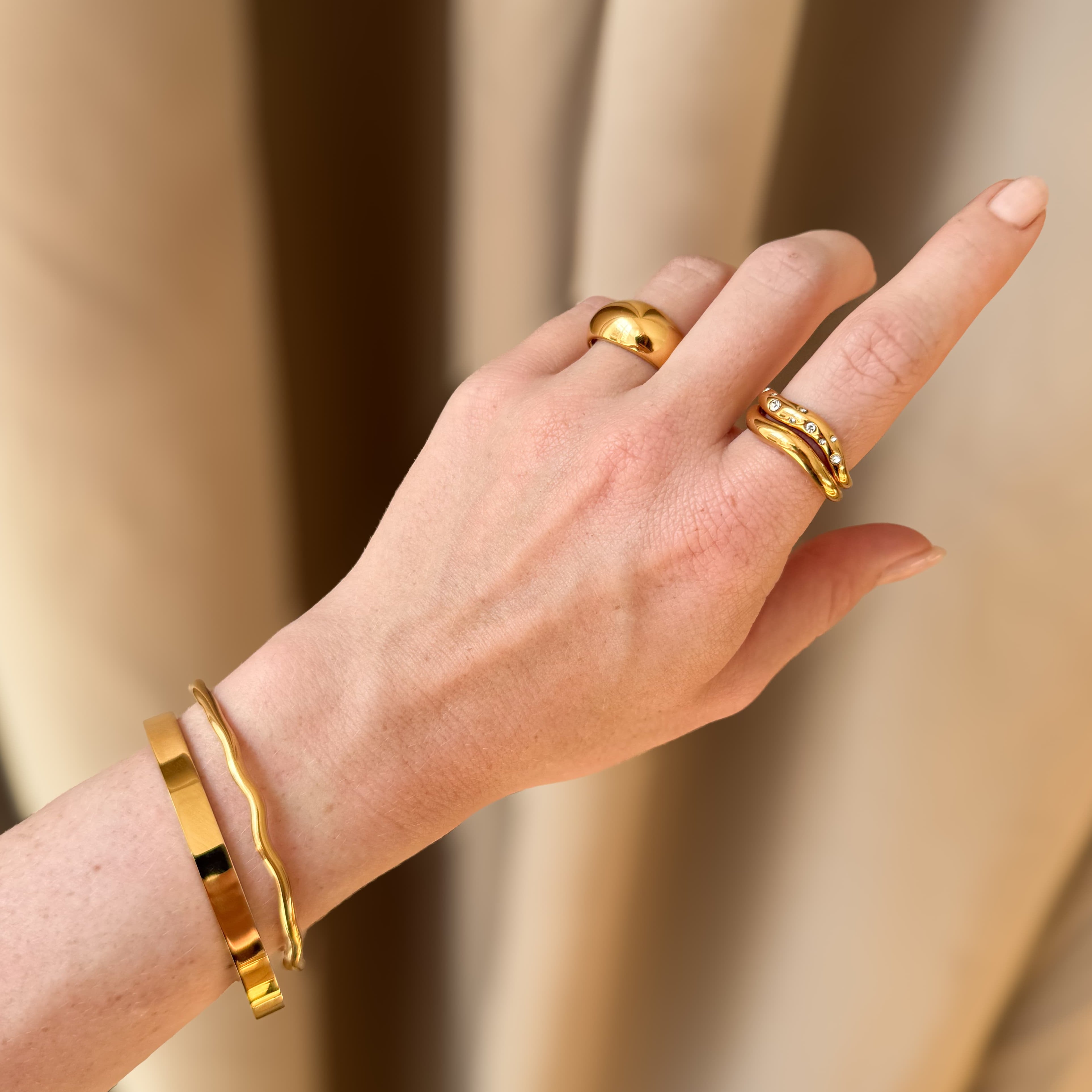 Classic Wave Ring Guldbelagt