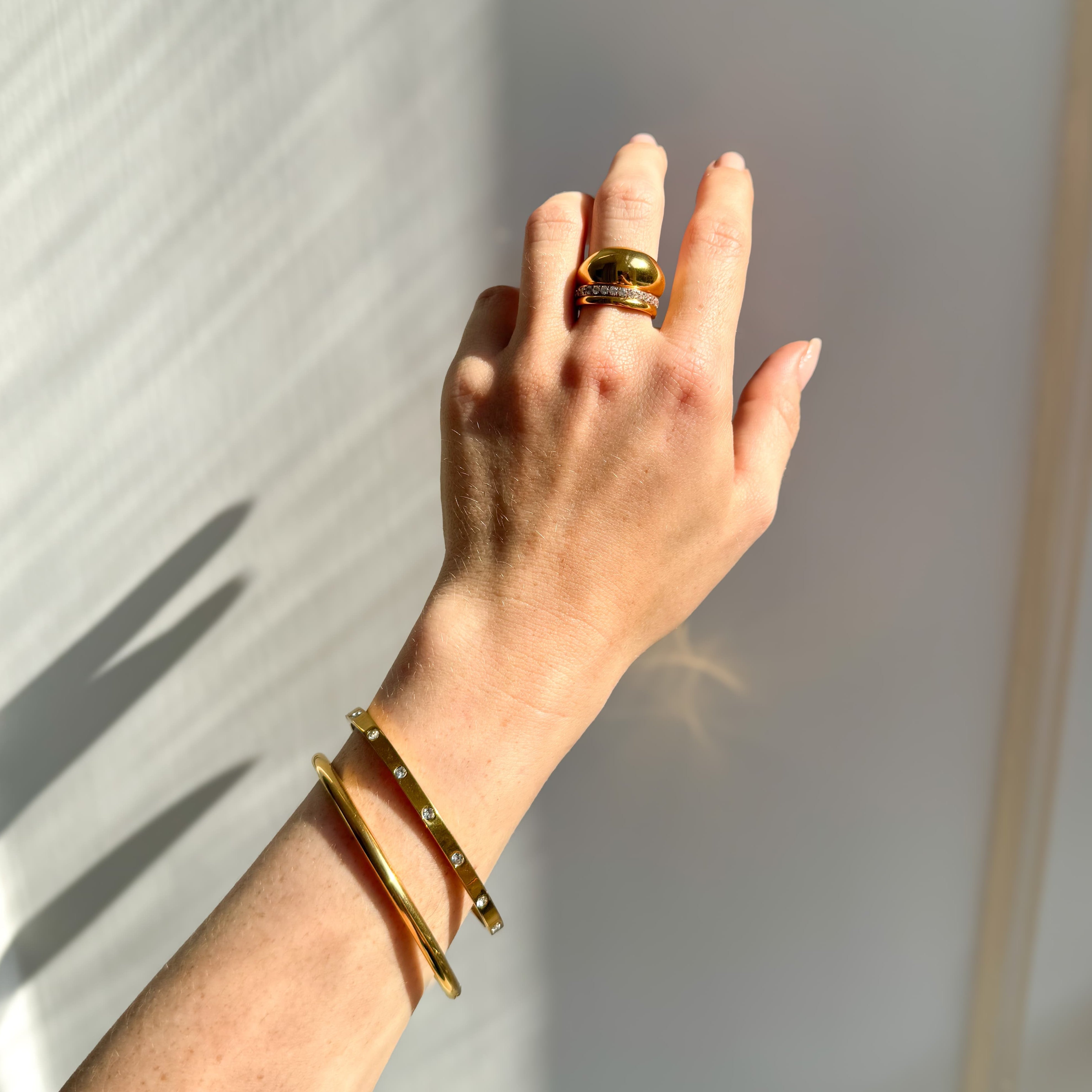 Classic Krystal Dot Armbånd m. indgravering & Rund Bangle Sæt