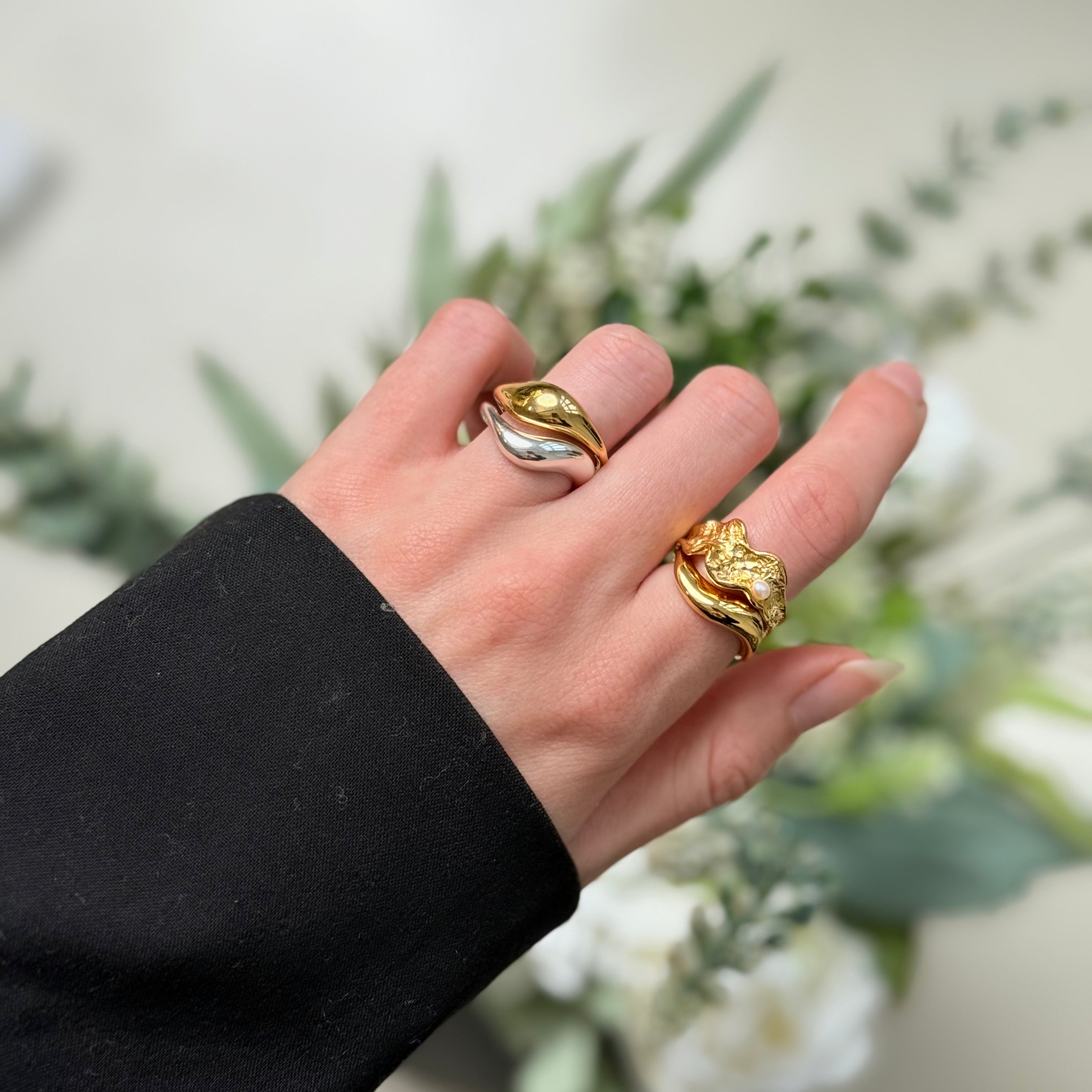 Wave Double Chunky Ring 925 Sølv