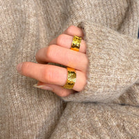 Hamret Chunky Ring 18K Guldbelagt gange to