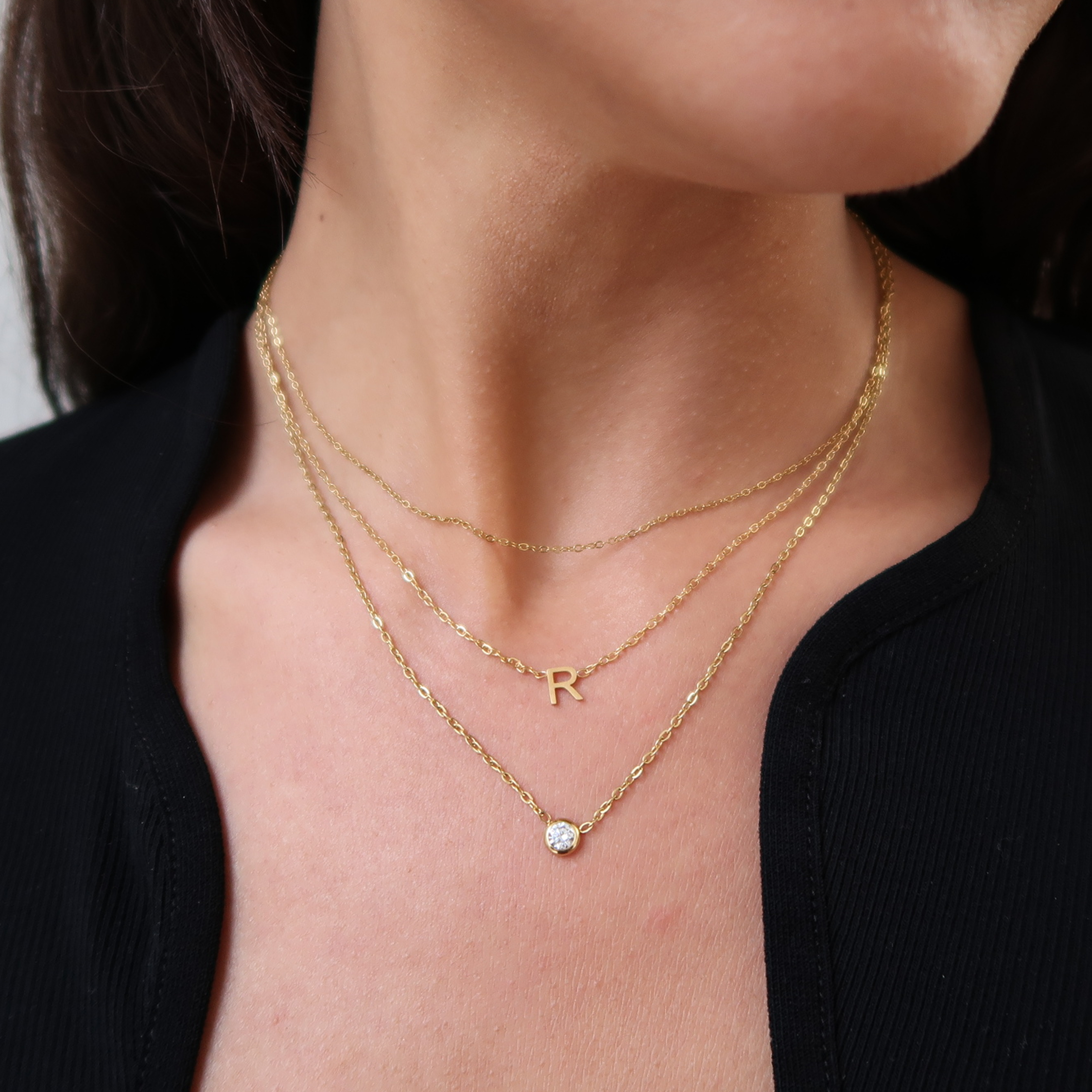 Rund Krystal Halskæde Guldbelagt