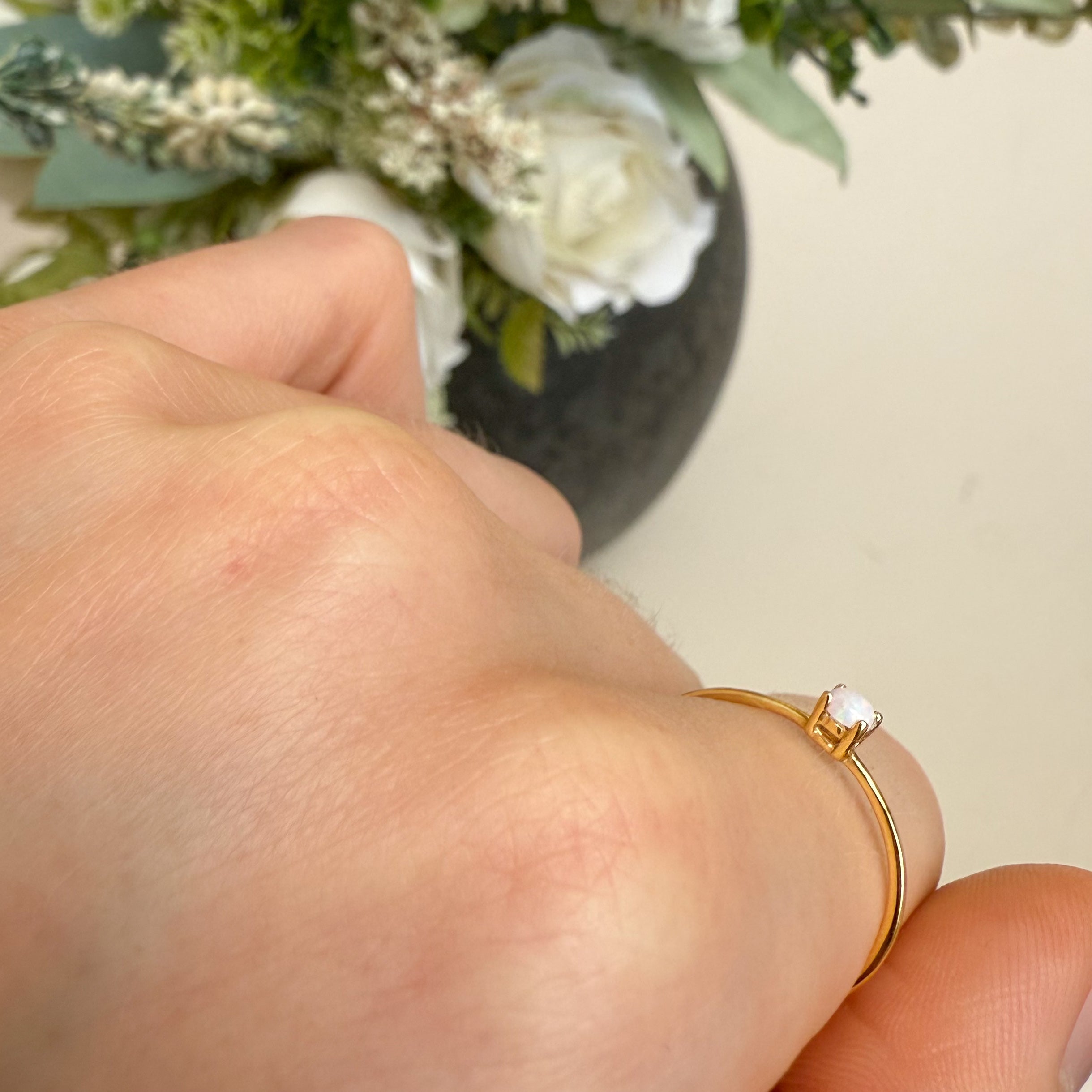 Opal Simpel Ring 14k Guldbelagt