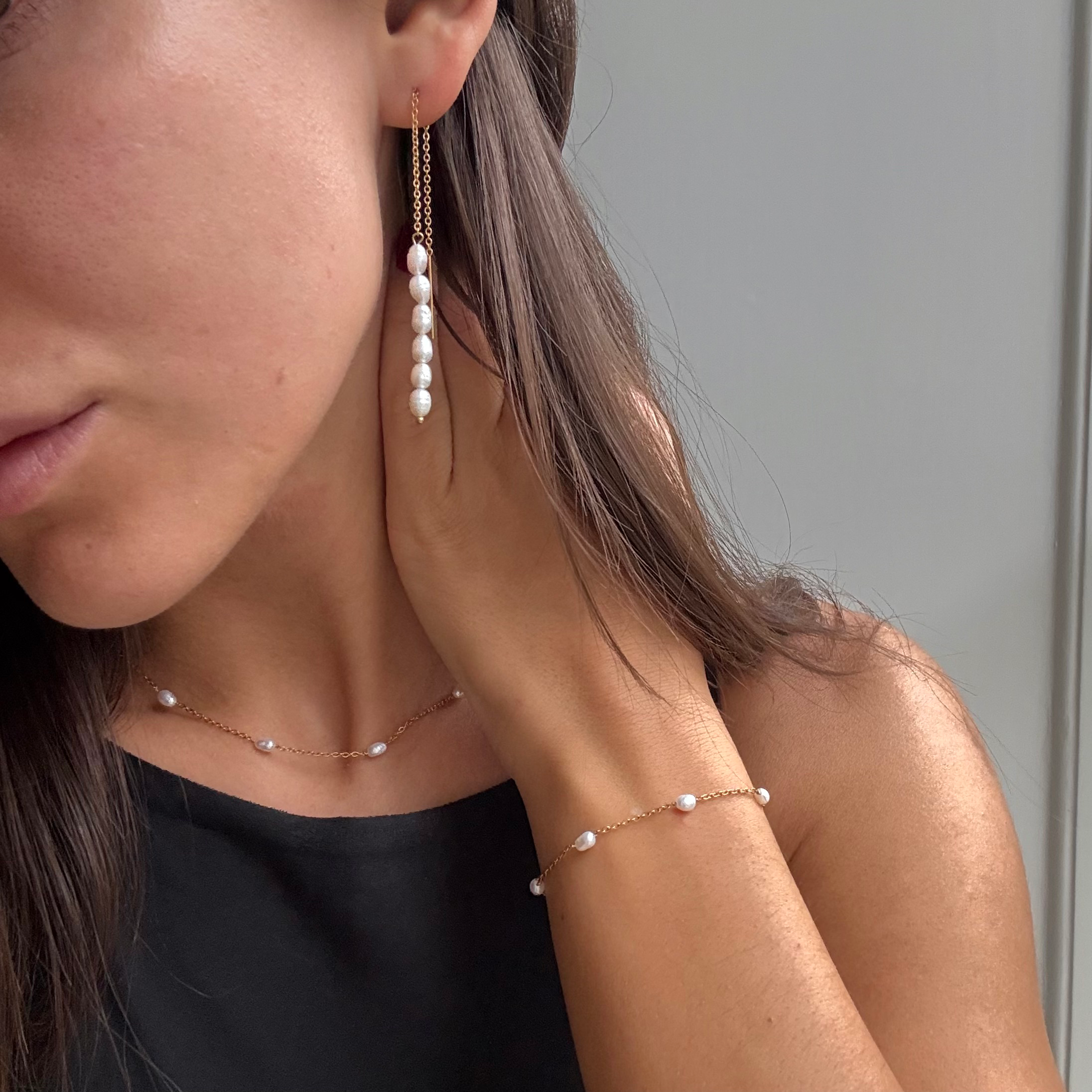 Fuld Perle Dot Kæde Sæt