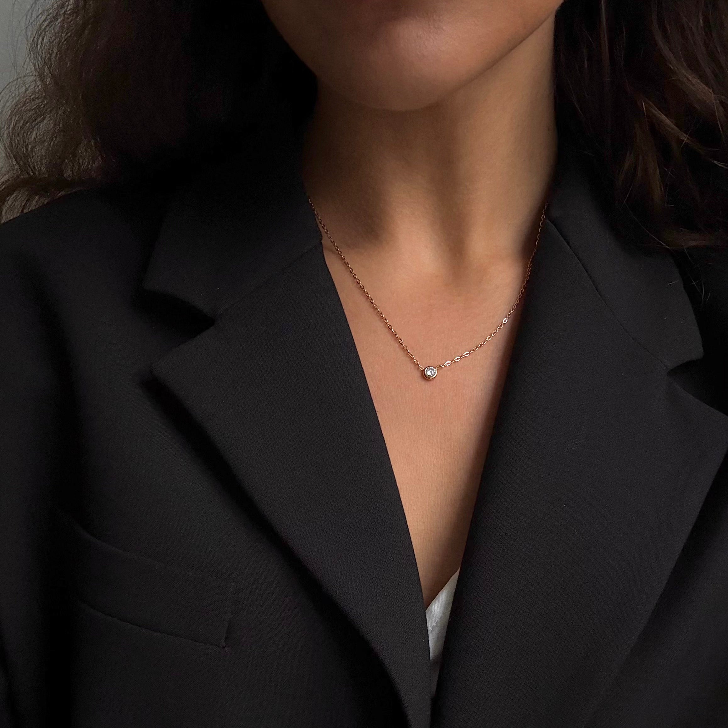 Rund Krystal Halskæde Guldbelagt