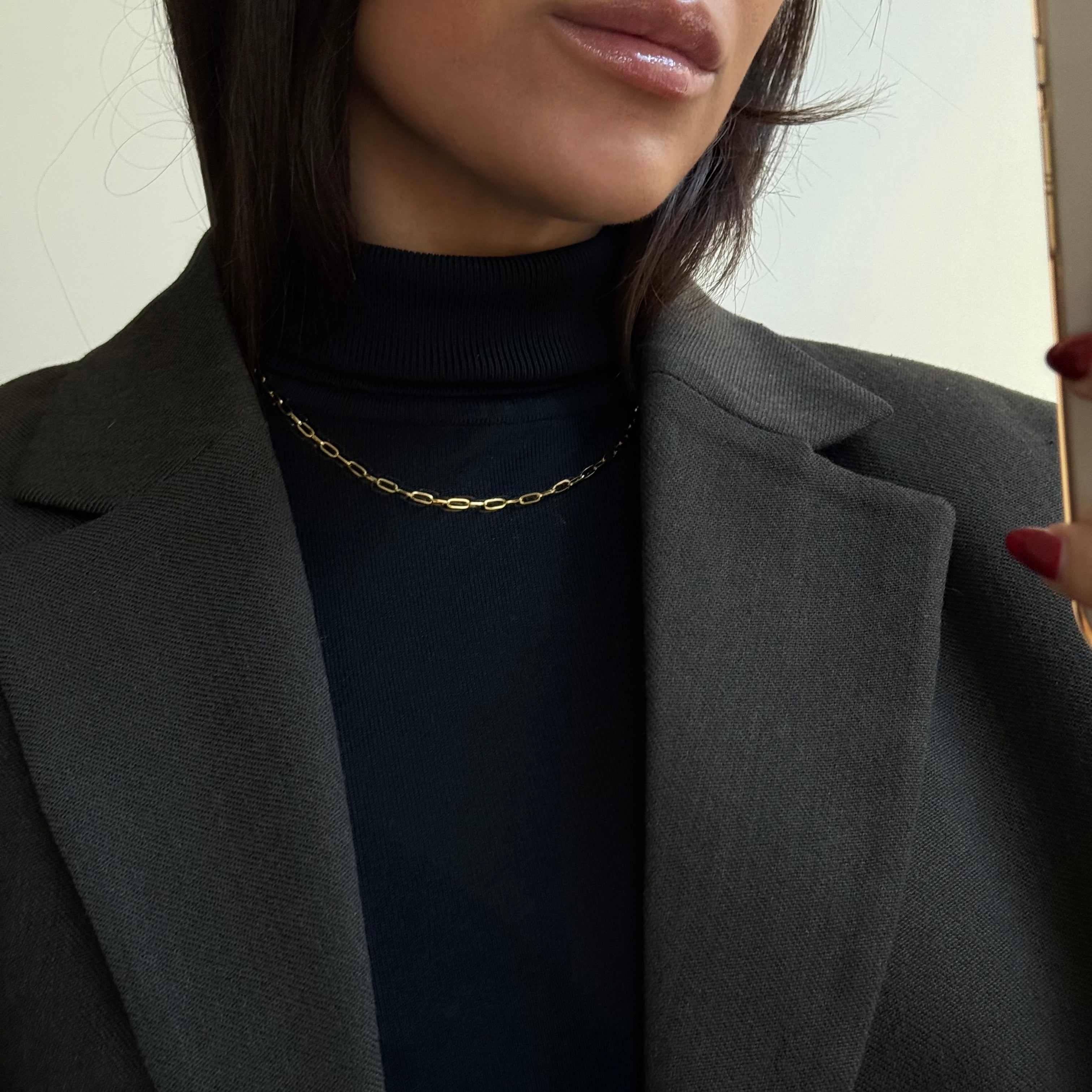 Paperclip Halskæde Guldbelagt