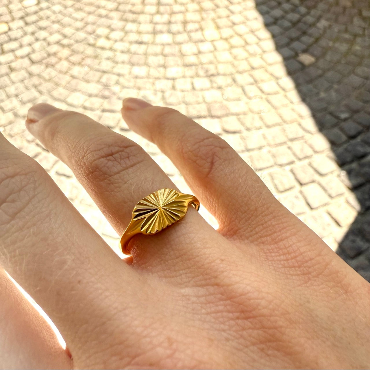 Sun Oval Signet Ring
