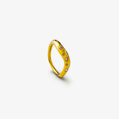Krystal Dot Wave Ring Guldbelagt