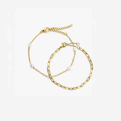 Perle Paperclip Armbånd Sæt