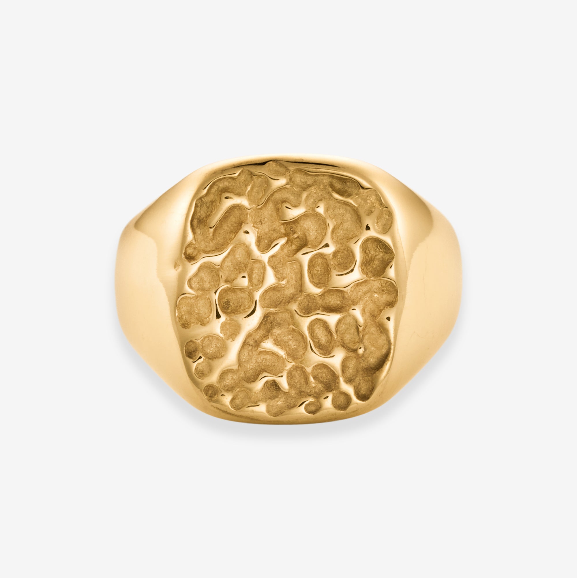 Hamret Firkant Signet Ring 18K Guldbelagt