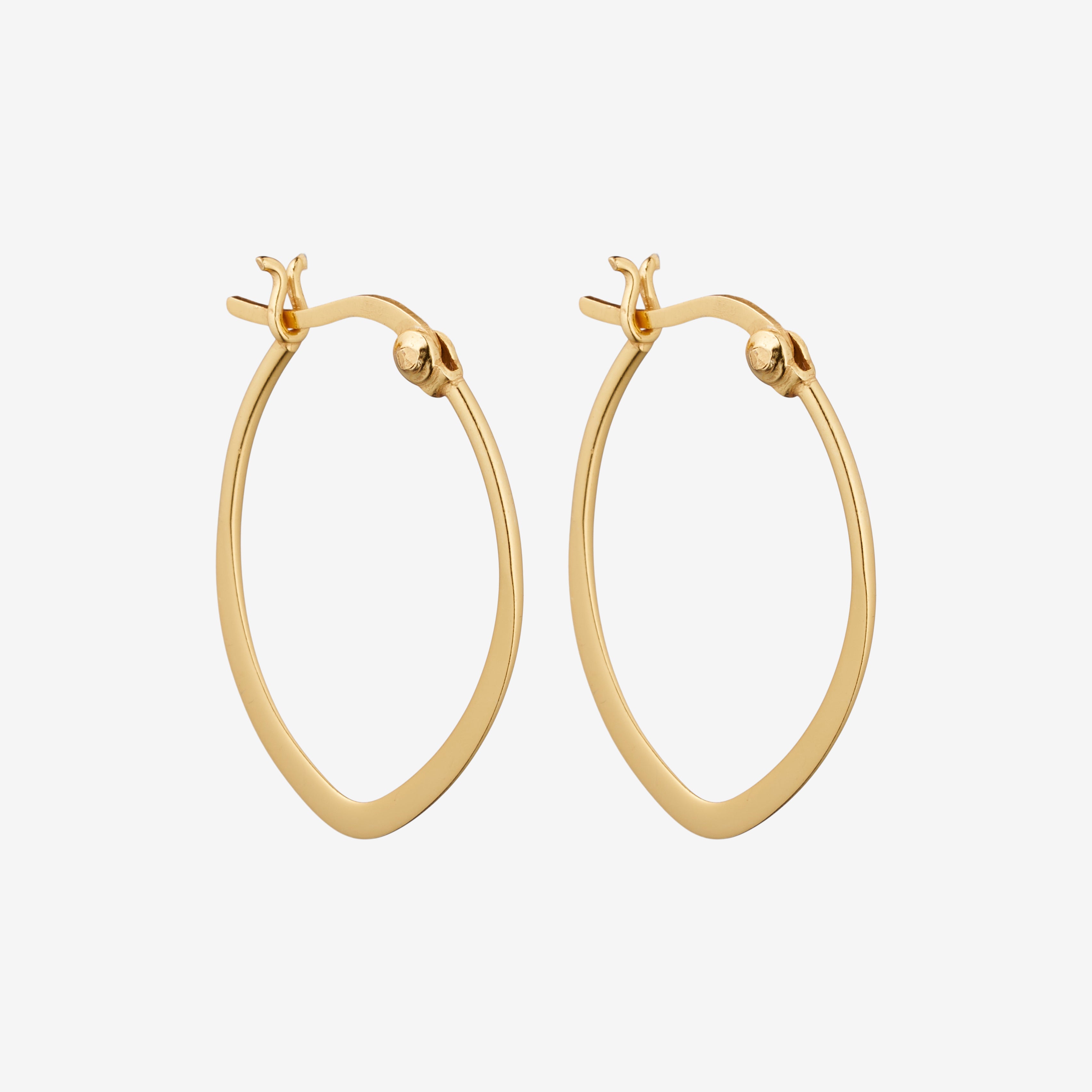 French Lock Flat Hoops 14K Guldbelagt