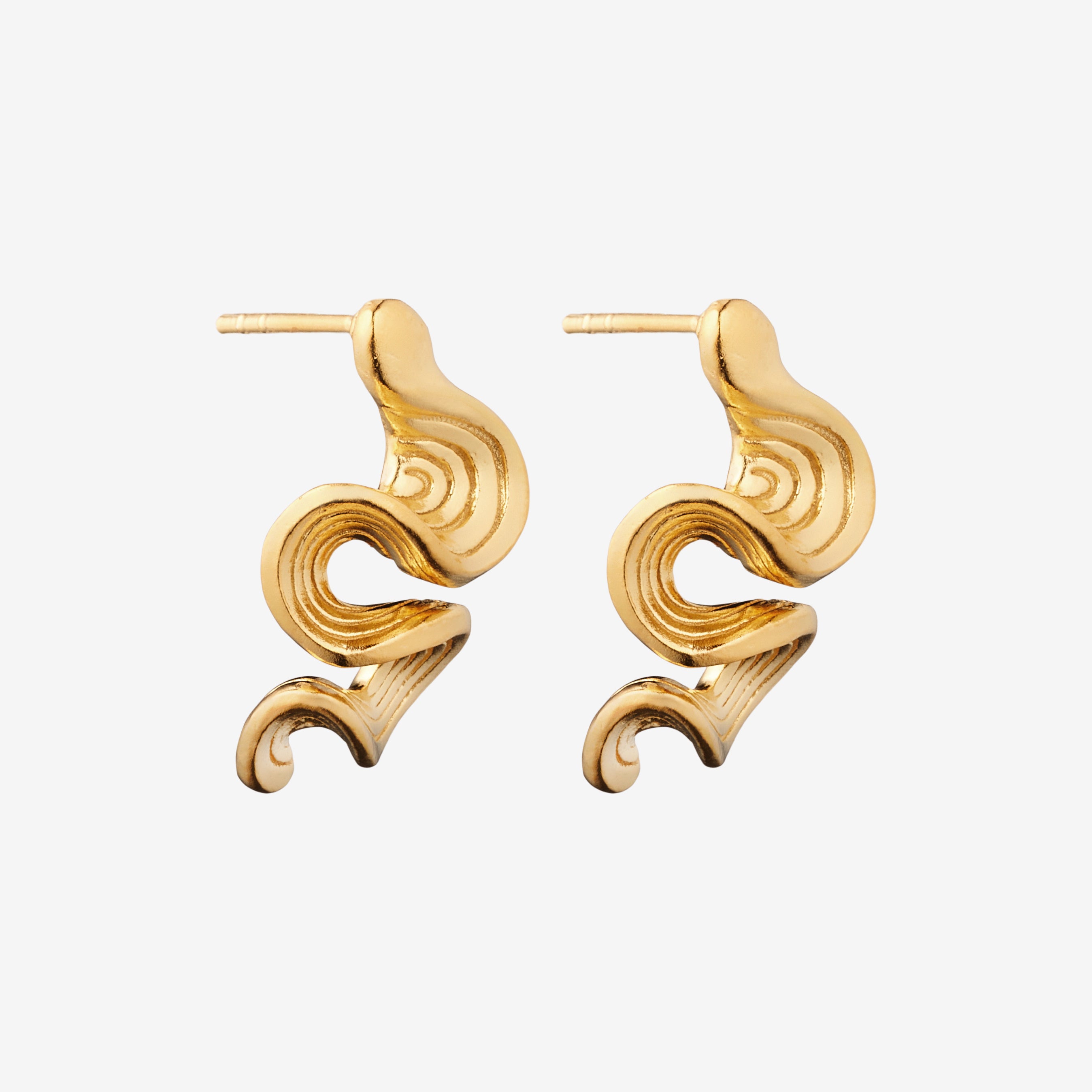 Snoet Wave Stud Ørering 18K Guldbelagt