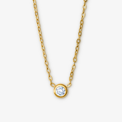 Rund Krystal Halskæde Guldbelagt