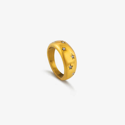 Stjerne Dot Krystal Ring Guldbelagt