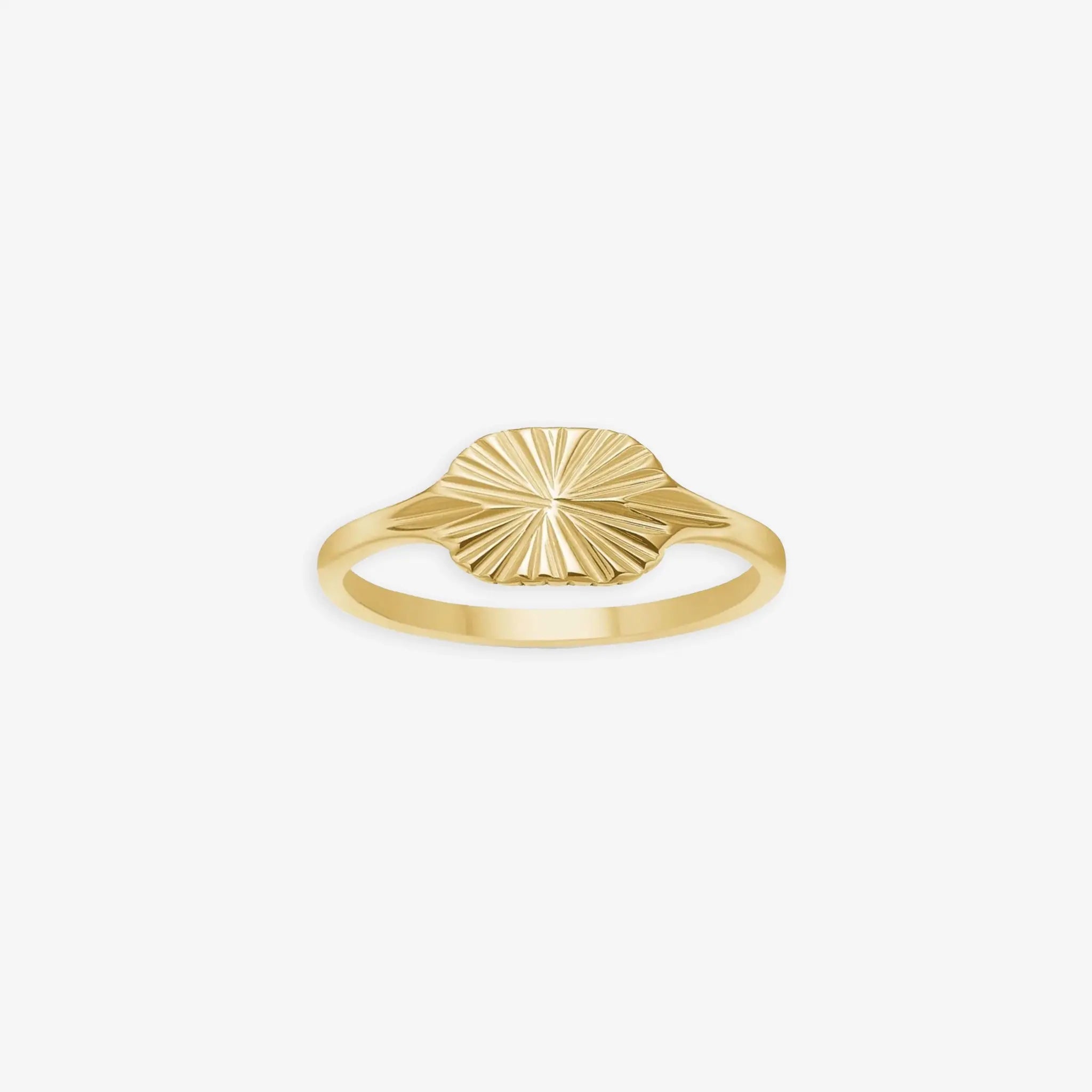 Sun Oval Signet Ring 18K Guldbelagt