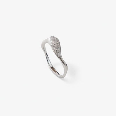Wave Krystal Ring Sølv