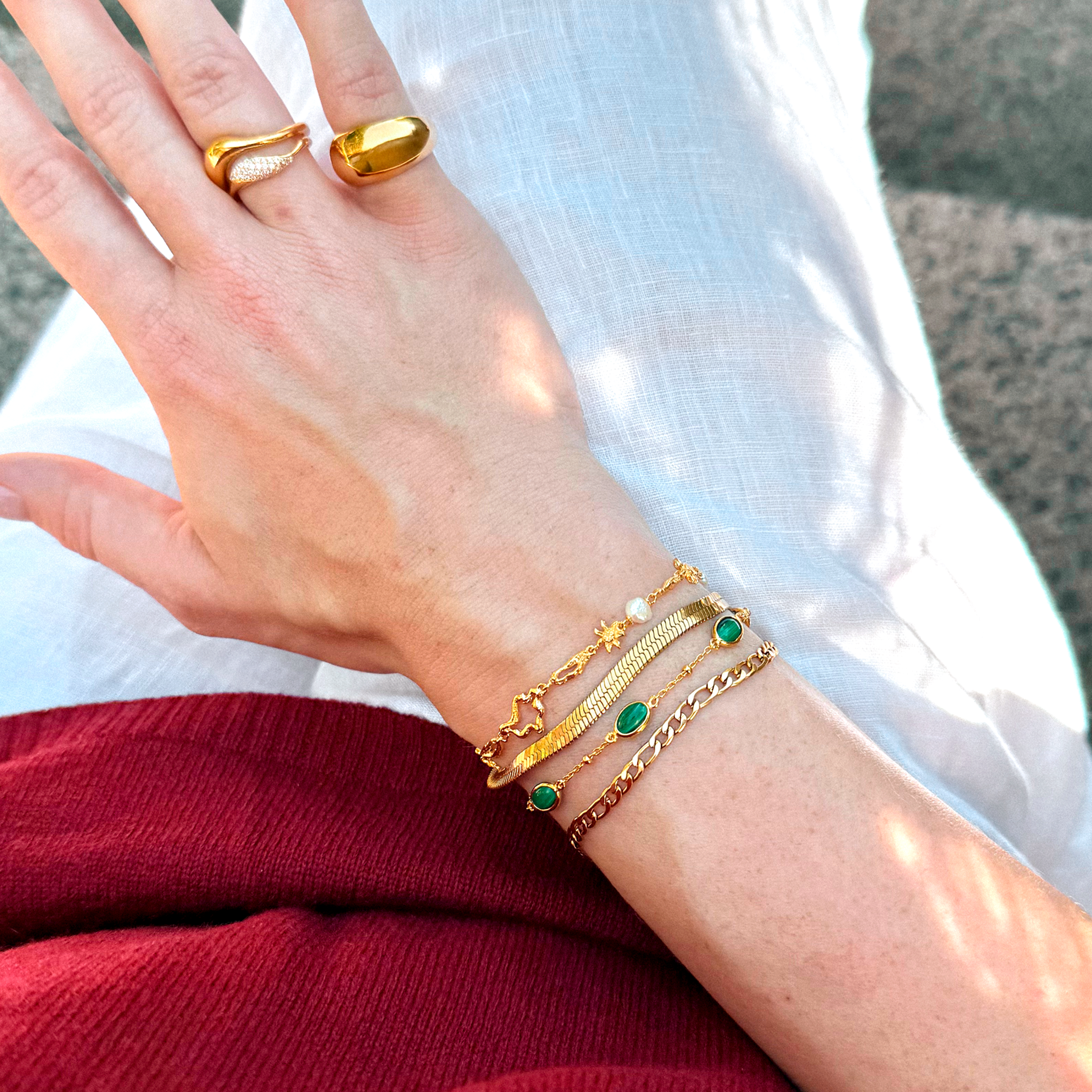 Flad Slange Armbånd 4mm Guldbelagt