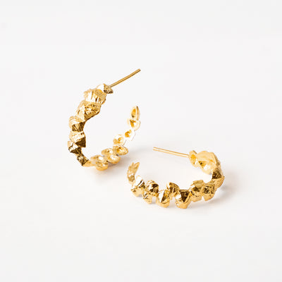 Chunky Edge Hoop Guldbelagt