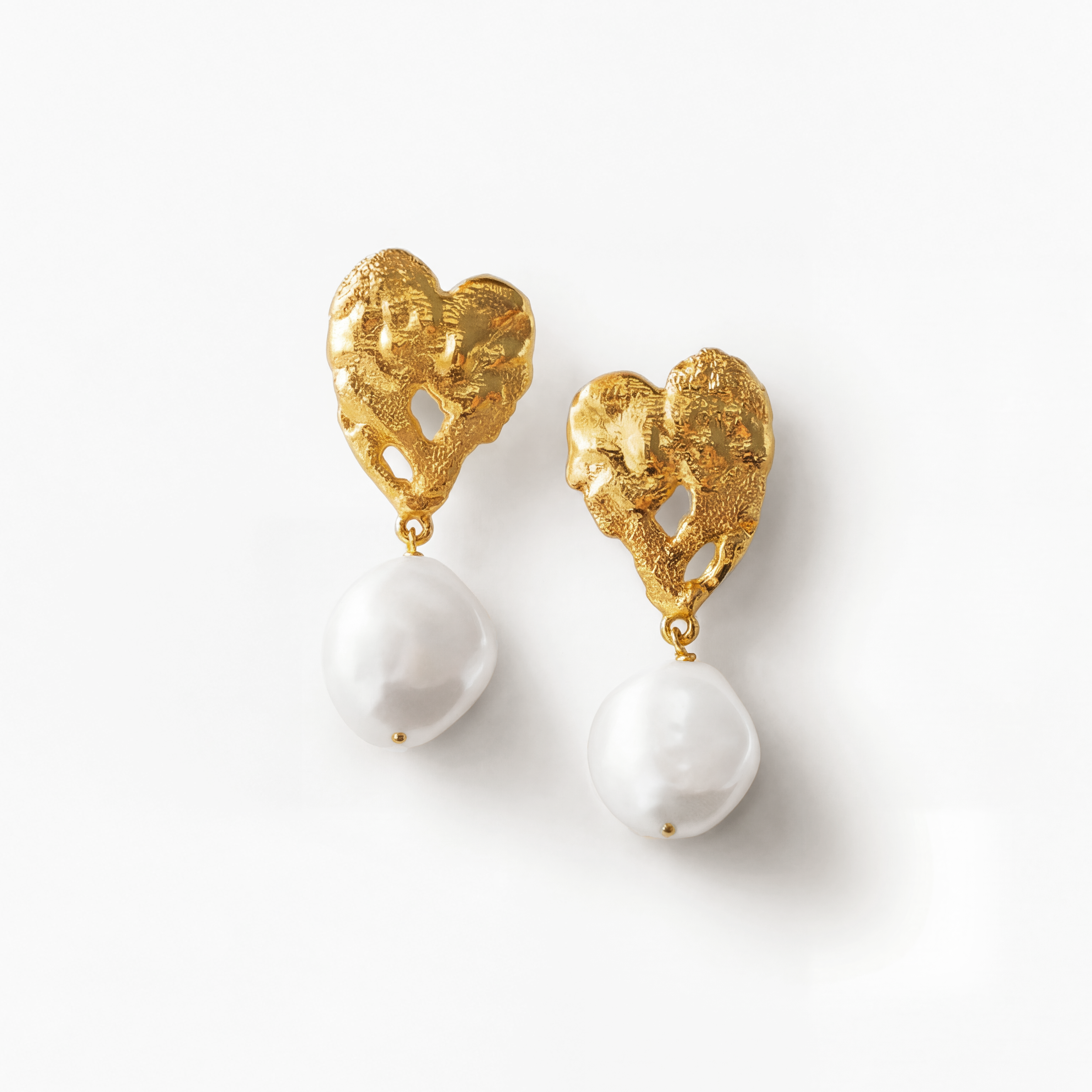 Hjerte Perle Øreringe Guldbelagt