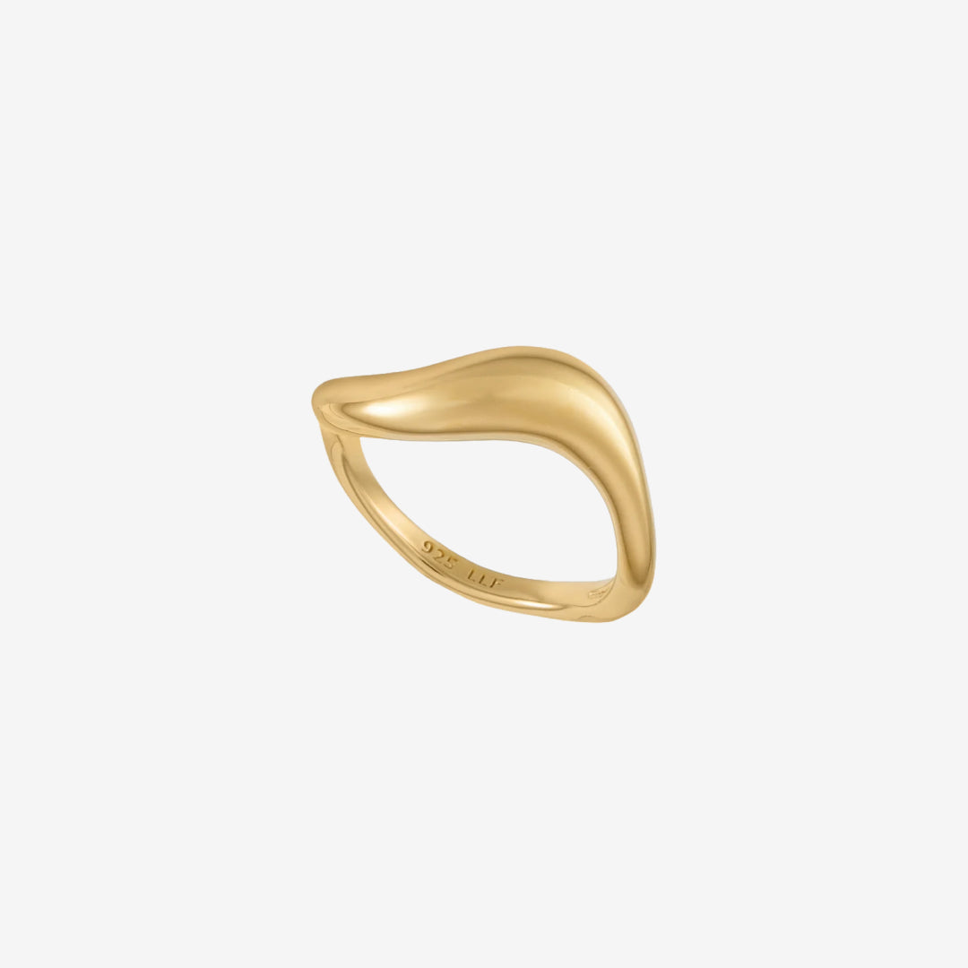 Ekko Wave Chunky Ring Guldbelagt