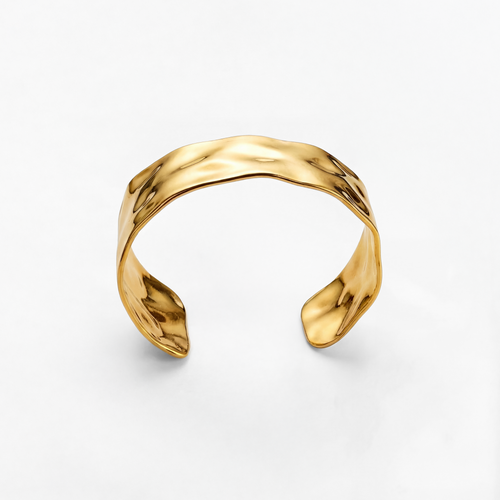 Chunky Hamret Bangle Guldbelagt
