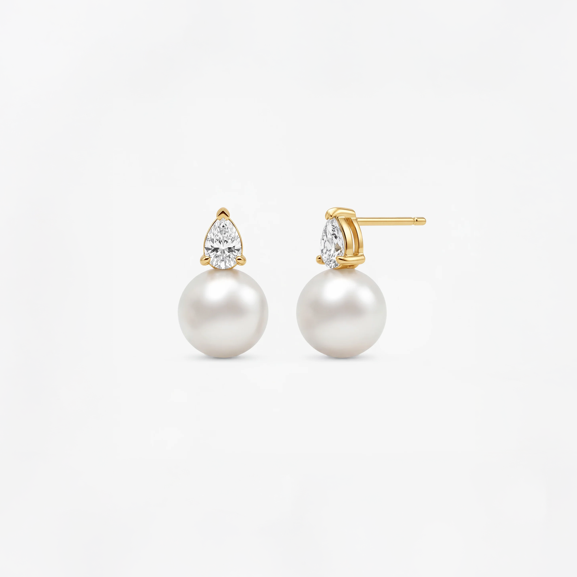 Krystal Perle stud Guldbelagt