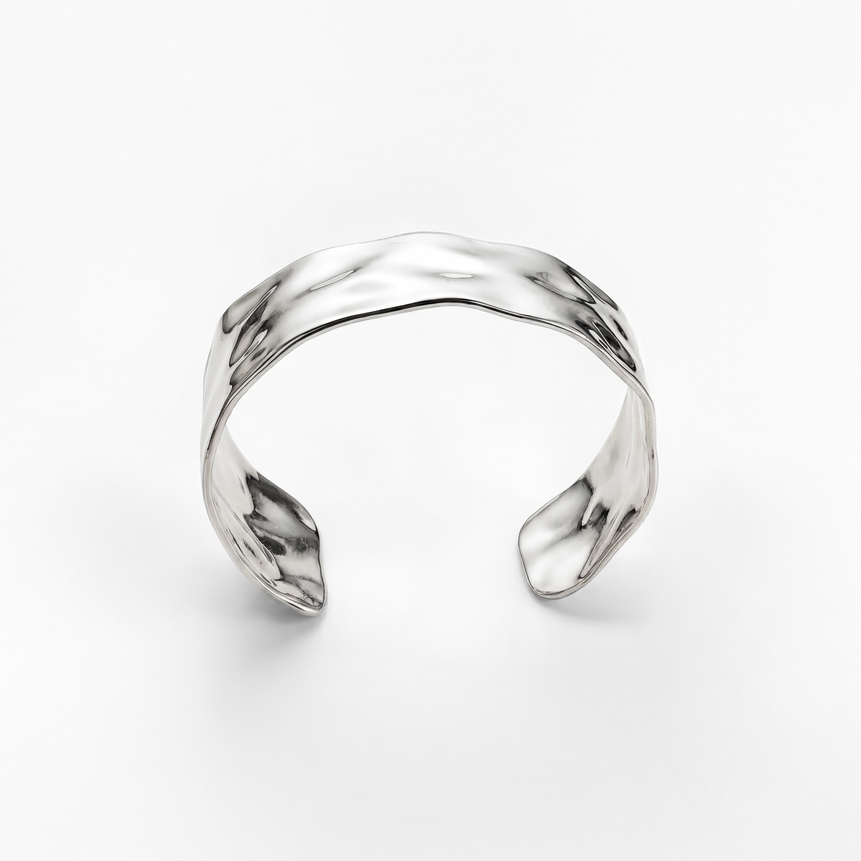 Chunky Hamret Bangle Sølvbelagt