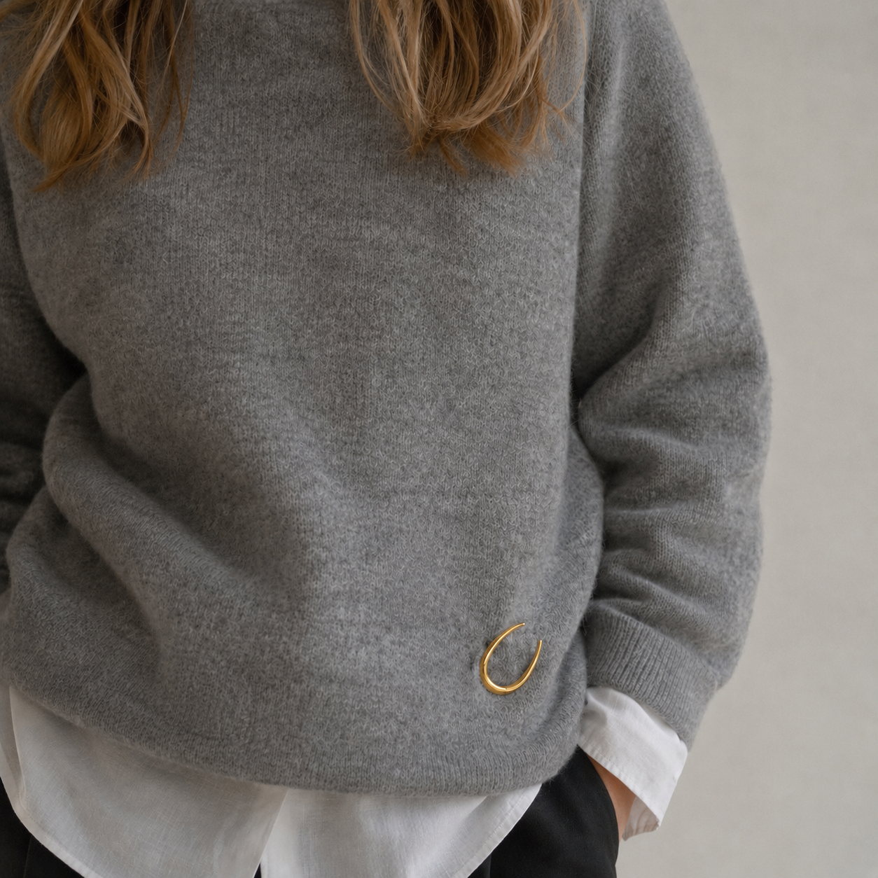 Måne Broche Guldbelagt