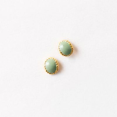 Grøn Oval Stud Øreringe Guldbelagt