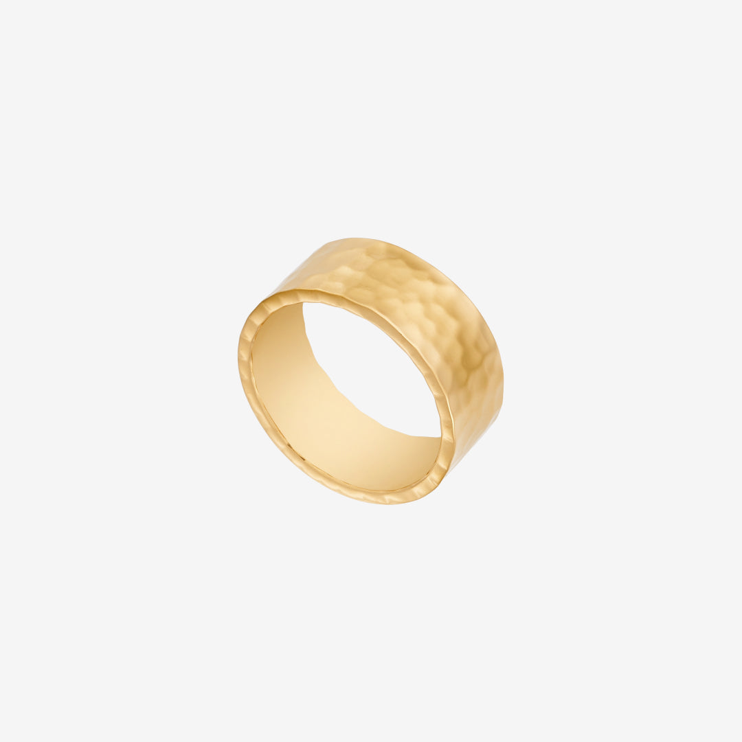 Hamret Chunky Ring Guldbelagt