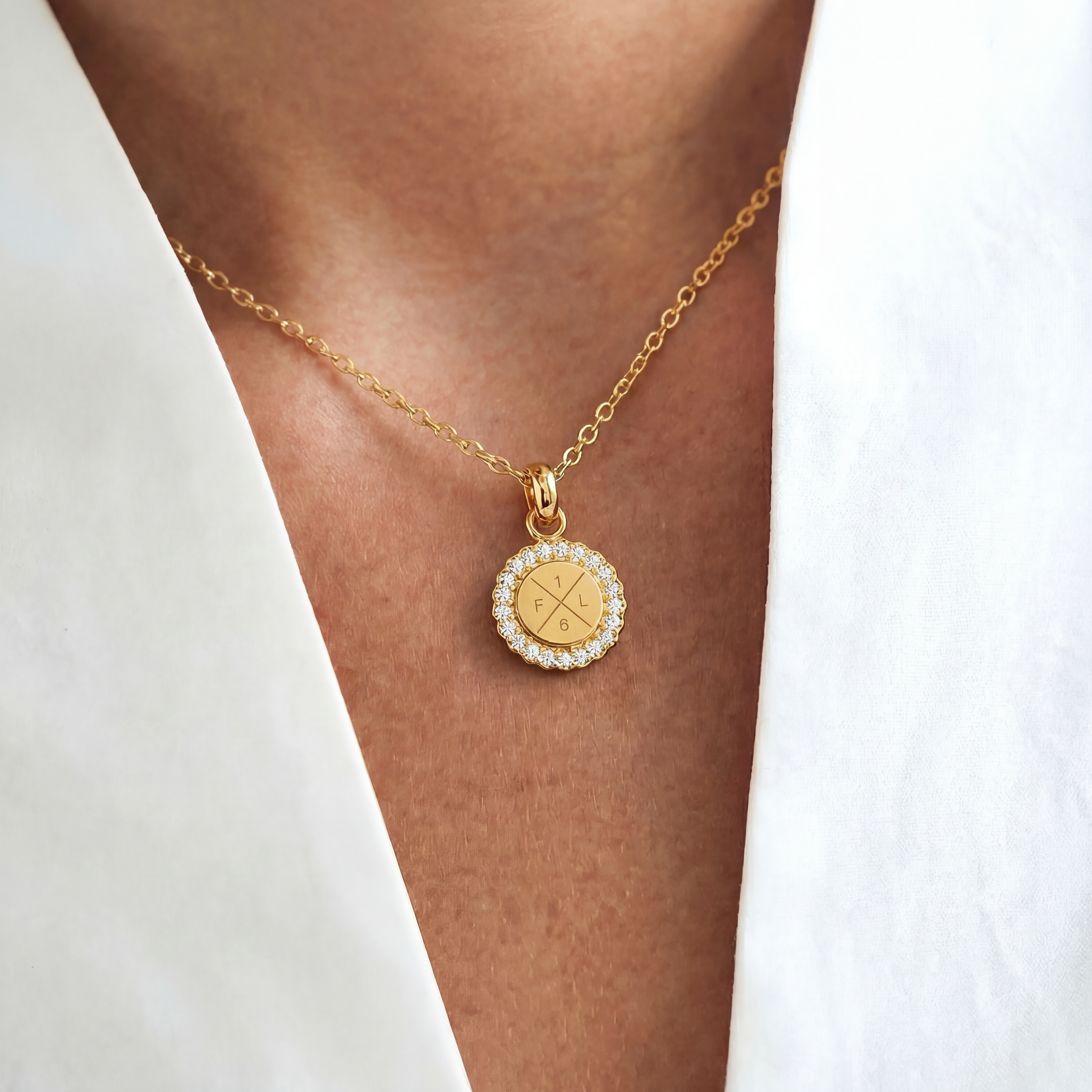 Krystal Halskæde med Initialer Guldbelagt