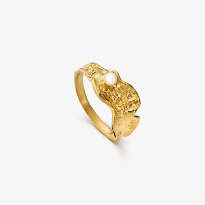 Magma Perle Ring Guldbelagt