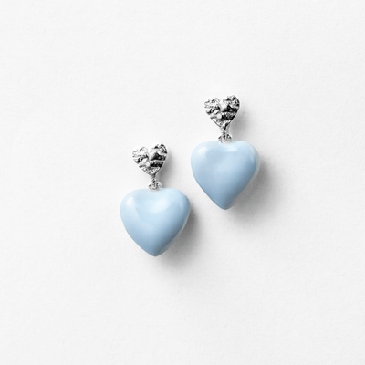 Ocean Heart Stud Ørering Sølvbelagt